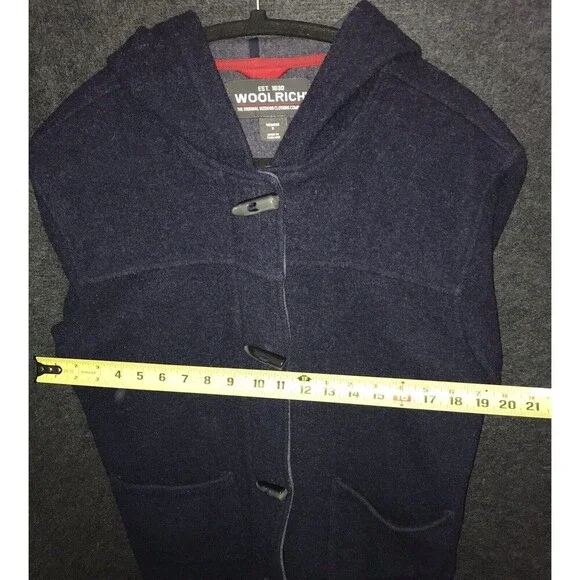 Woolrich Jacket Women's‎ Medium Wool Parka Long Coat Deep Navy Blue Horn Toggles - Picture 9 of 11
